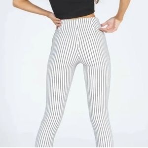 Princess Polly Tight White Striped Pants